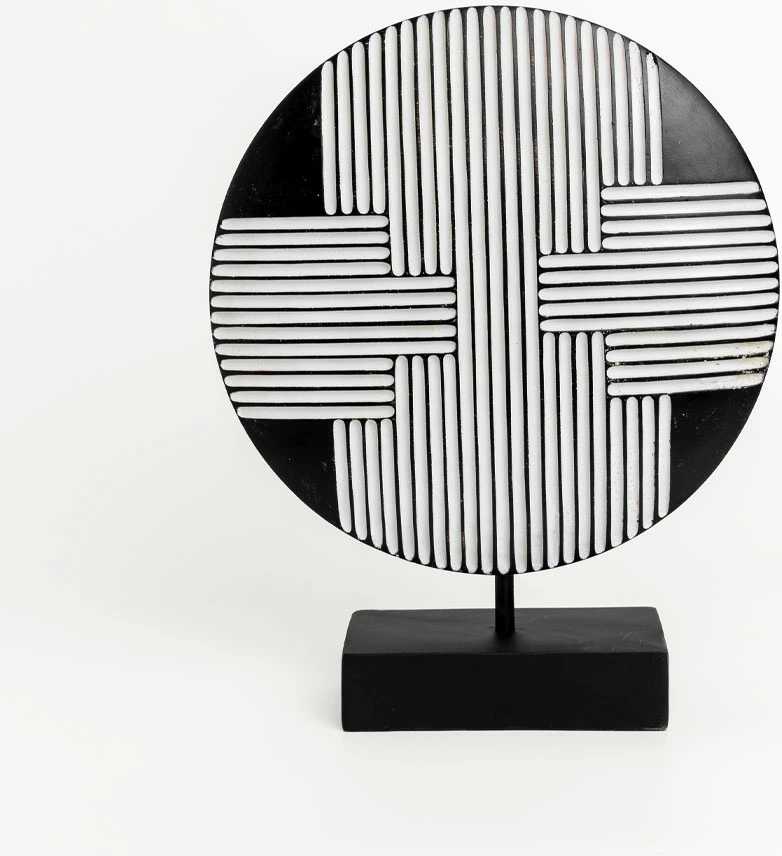 Dekor Totem Rander, polirezine, zi-bardhë, 25x7x30cm