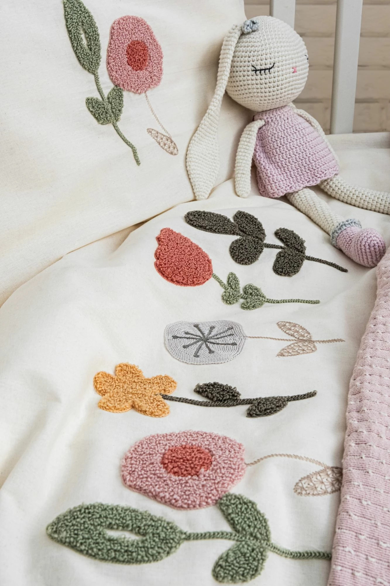 Set mbulesash për fëmijë, ngjyrë pluhur, Flower Garden