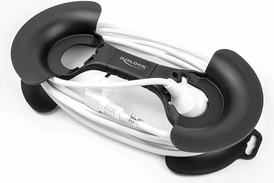 Mbështjellës kabllosh DeLOCK 375 x 170 mm, plastikë, i zi