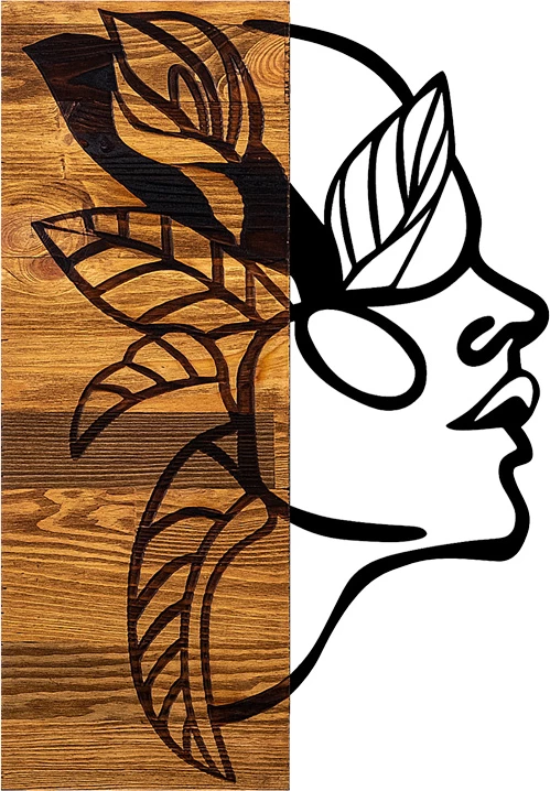 Dekor muri Redian, dru pishe natyrale, metal i zi, 34x3x50cm