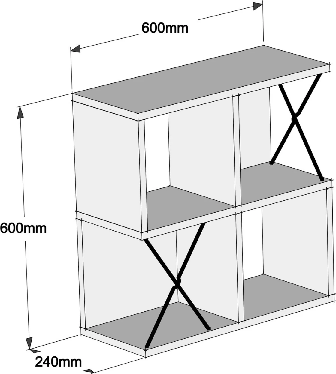 Raft muri FH9520.03 melaminë, ngjyrë bardhë, 60x24x60H cm