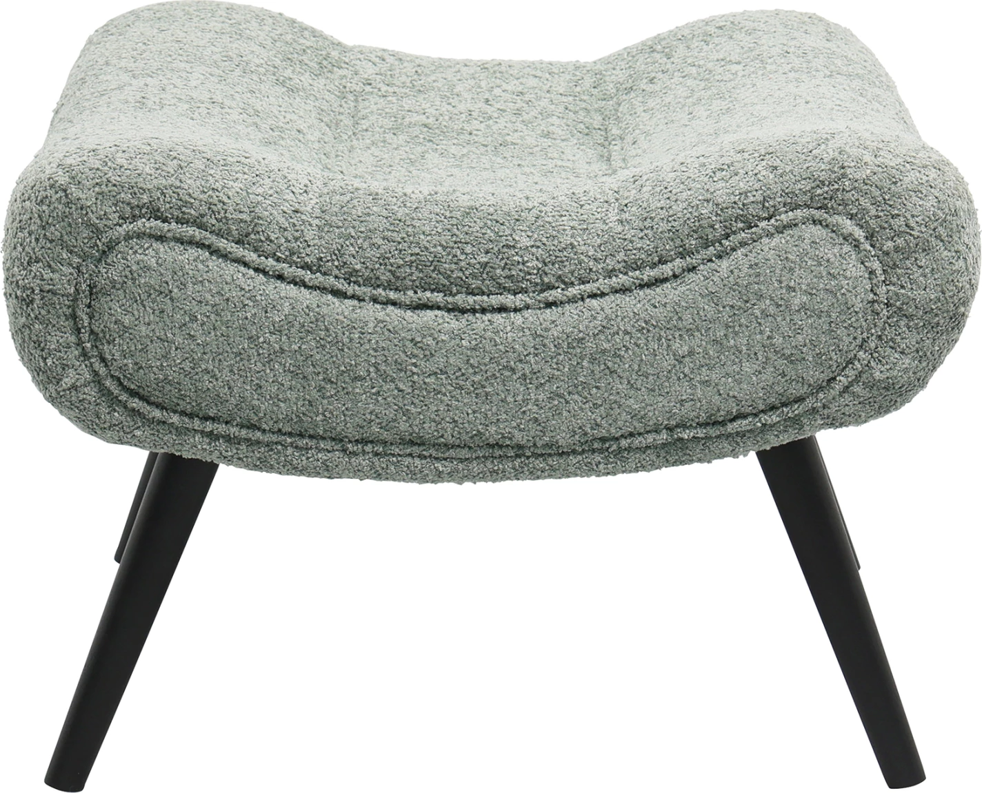 Karrige për këmbë KEMBA, pëlhurë boucle jeshile pishtako, këmbë druri të zeza, 68x58x40H cm