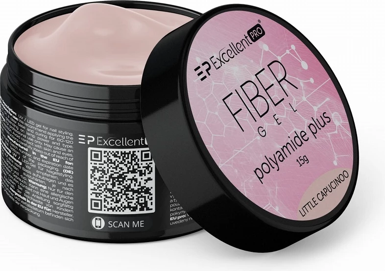 Xhel ndërtues për thonj për femra Excellent PRO Fiber Gel Polyamide Plus Building Gel Little Capucinoo 15g