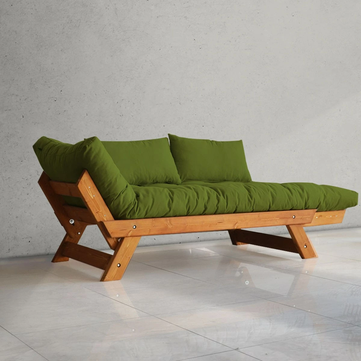Divan kopshti dy vendesh, Skye Decor, CPT8106-210, ngjyrë teak dhe e gjelbër