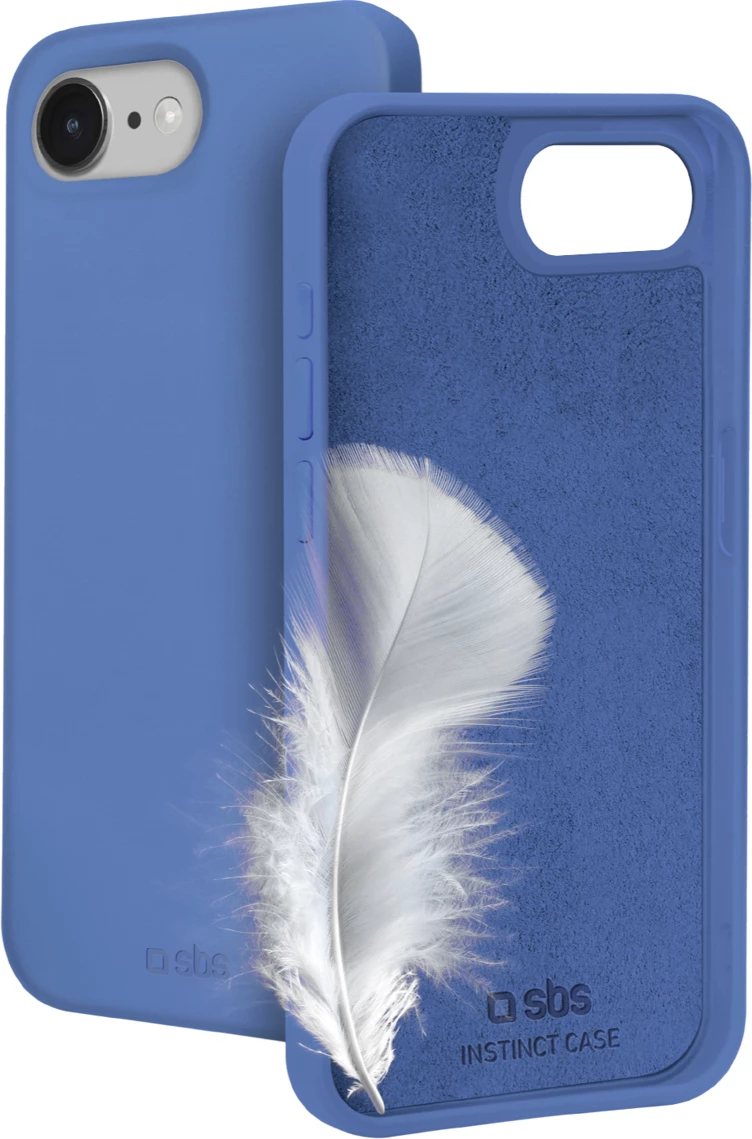 Mbështjellës SBS Instinct për iPhone 16e/17e, TPU me astar mikrofibre, 20 g, blu, në kuti