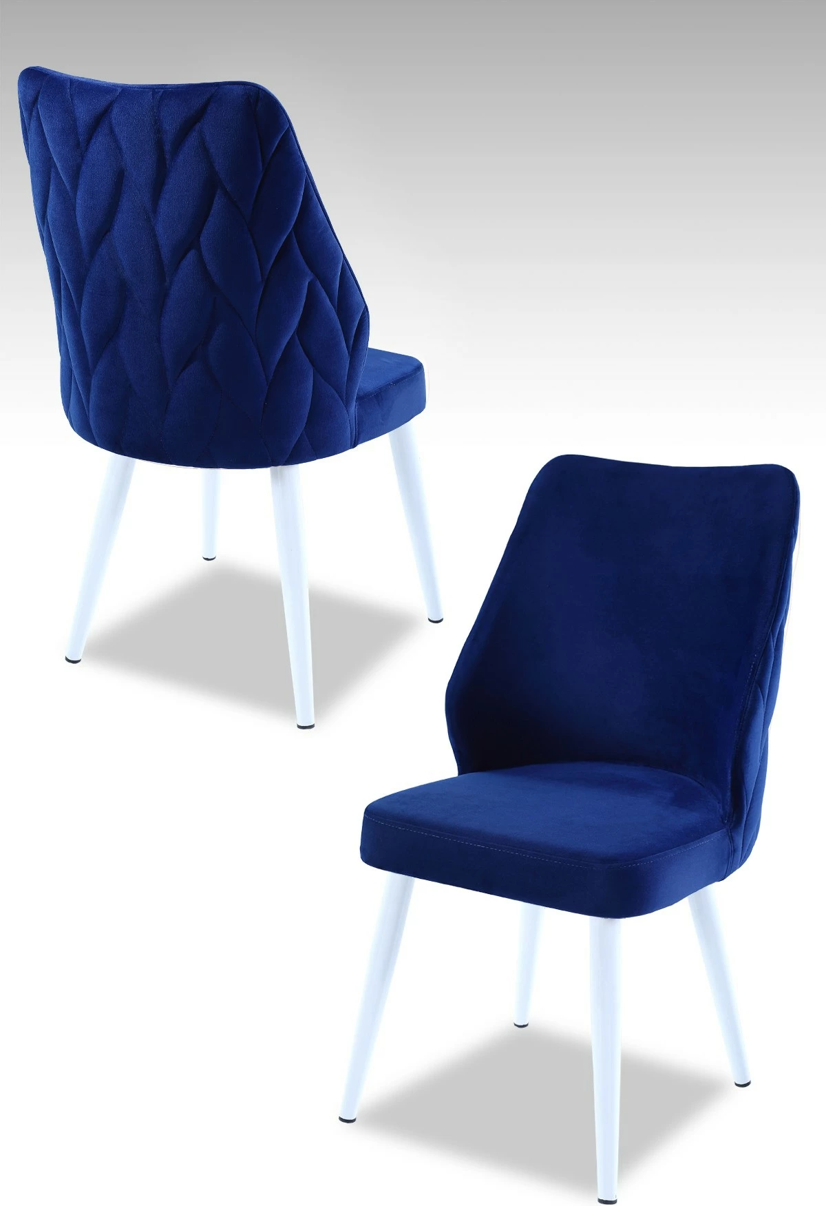 Set karrigesh (2 copë), Hanah Home, Pufi, ngjyrë sax blue dhe e bardhë