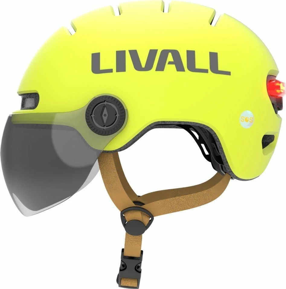 Helmet urban smart Livall L23, M (54-58 cm), me vizorë Quick Shield, LED, sensor rënie & SOS (L23-M-BLK)