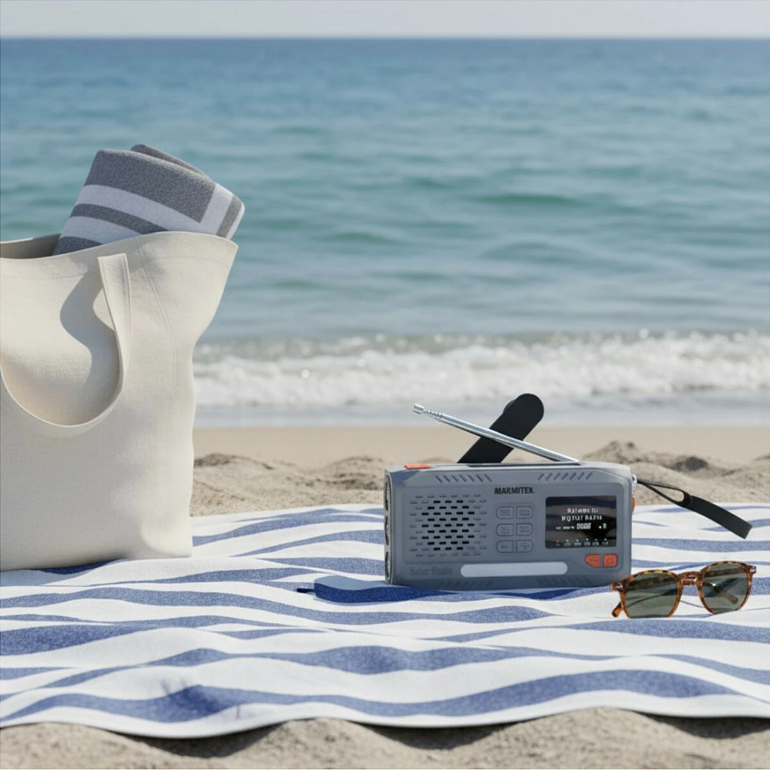 Radio portative Marmitek RESQ 100, DAB/DAB+ FM, Bluetooth 5.3, bateri 4500 mAh, gri e çelët