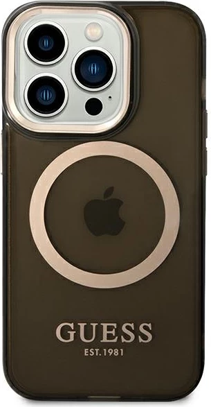 Mbështjellës Guess GUHMP14XHTCMK për iPhone 14 Pro Max 6.7", MagSafe, i zi/ari