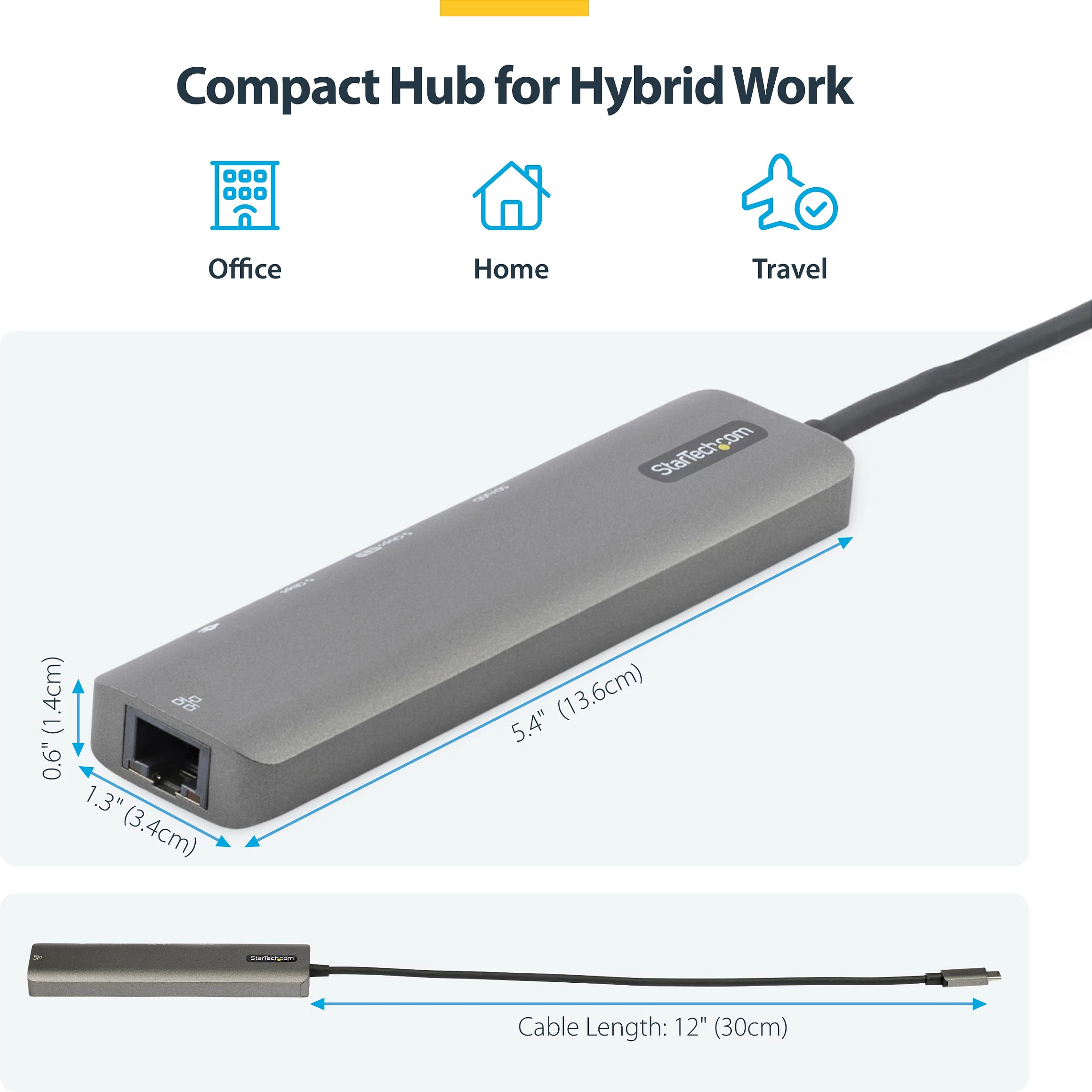 Adapter Hub USB-C StarTech, HDMI 4K 60Hz, Gigabit Ethernet, 100W USB-C PD, SD/microSD, 2x USB-A 5Gbps, i zi/hiri