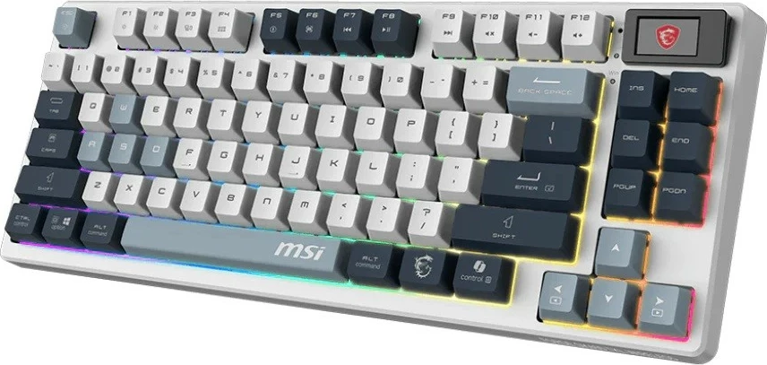 Tastierë gaming MSI FORGE GK600 TKL SKY US, me ndriçim RGB, me ose pa kabllo, Blu/Gri/Bardhë