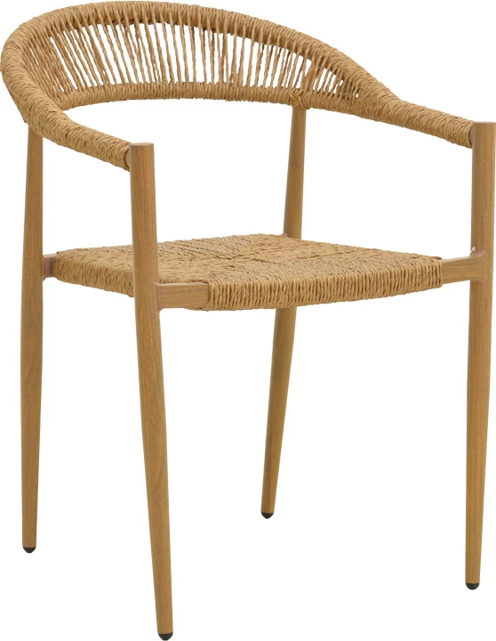 Karrige Rayana alumini, e grumbullueshme, ratan natyral, 56x61.5x77.5cm