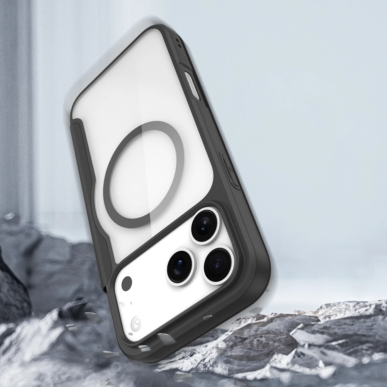 Mbështjellës Dux Ducis Skin X Pro për iPhone 17 Pro Max, me portofol, MagSafe, i zi