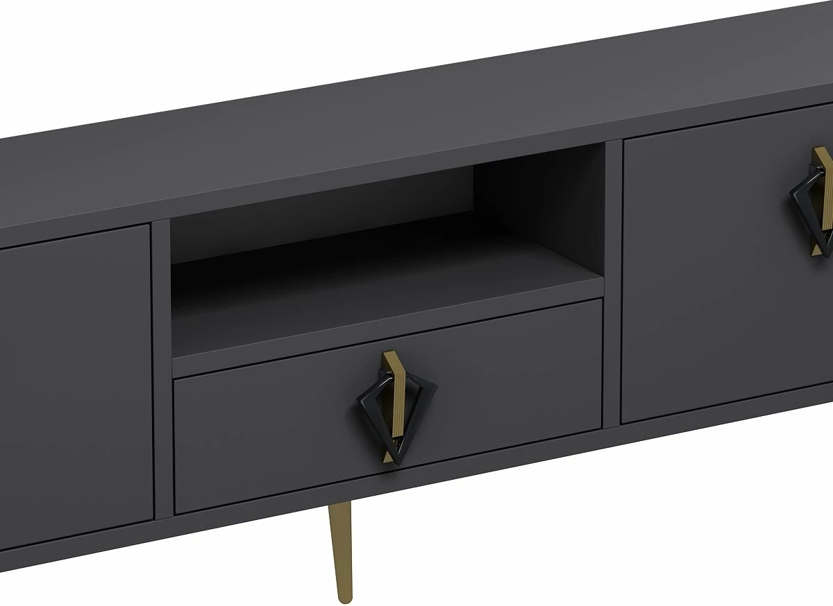 Komodë për TV Skye Decor, 1312-DROP-32, antracit, e zezë, e artë