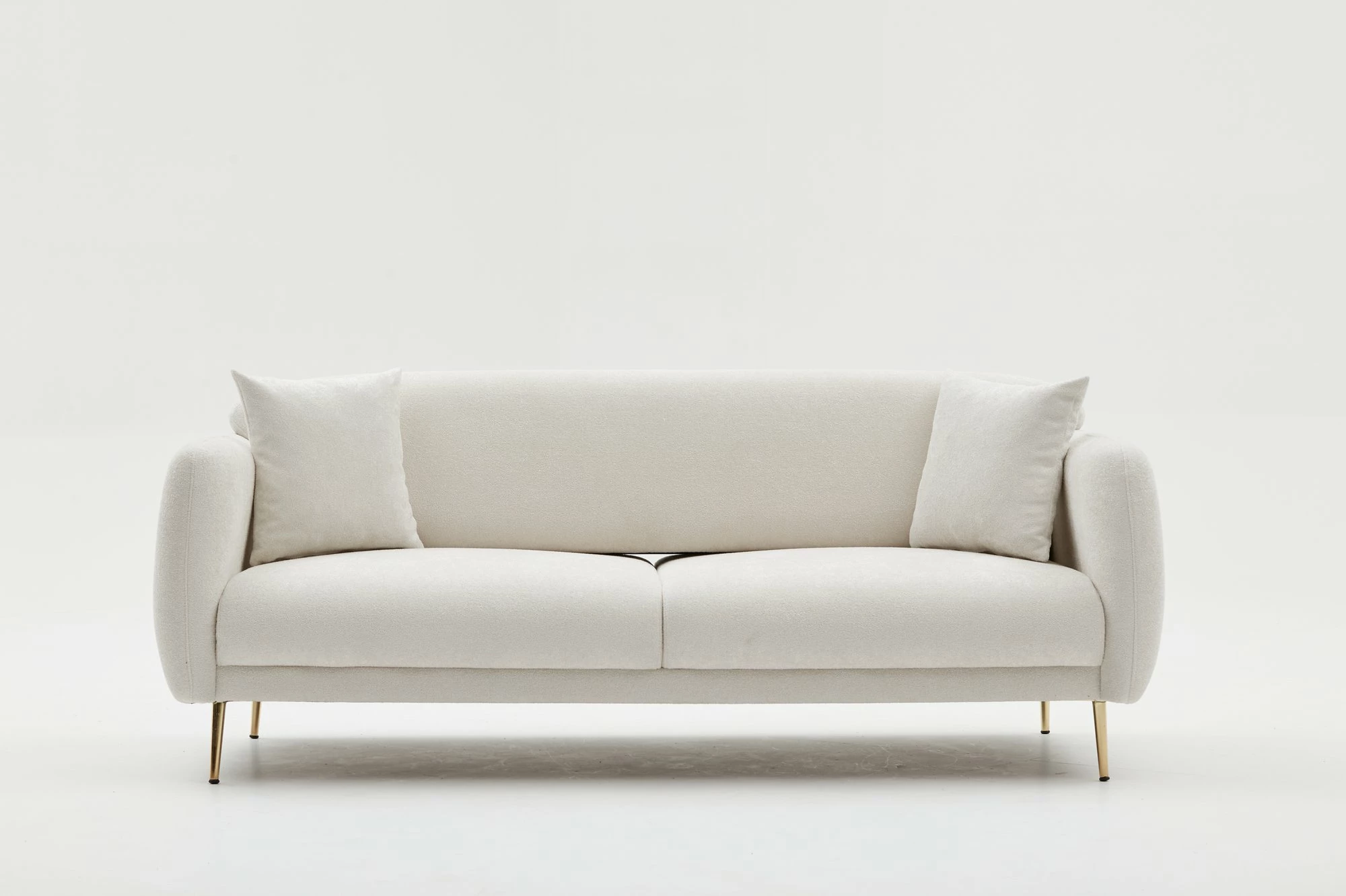 Divan-krevat treshe, ngjyrë krem, detaje ari, Simena