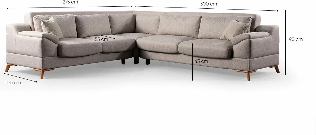 Kënd-sofë krevati, ngjyrë bezhë, Atelier del Sofa, Aqua Corner (L2 + C + 3R)