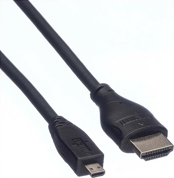 Kabl HDMI ROLINE High Speed me Ethernet, Type A në Type D (Micro HDMI), 2m, 4K, ARC, i zi