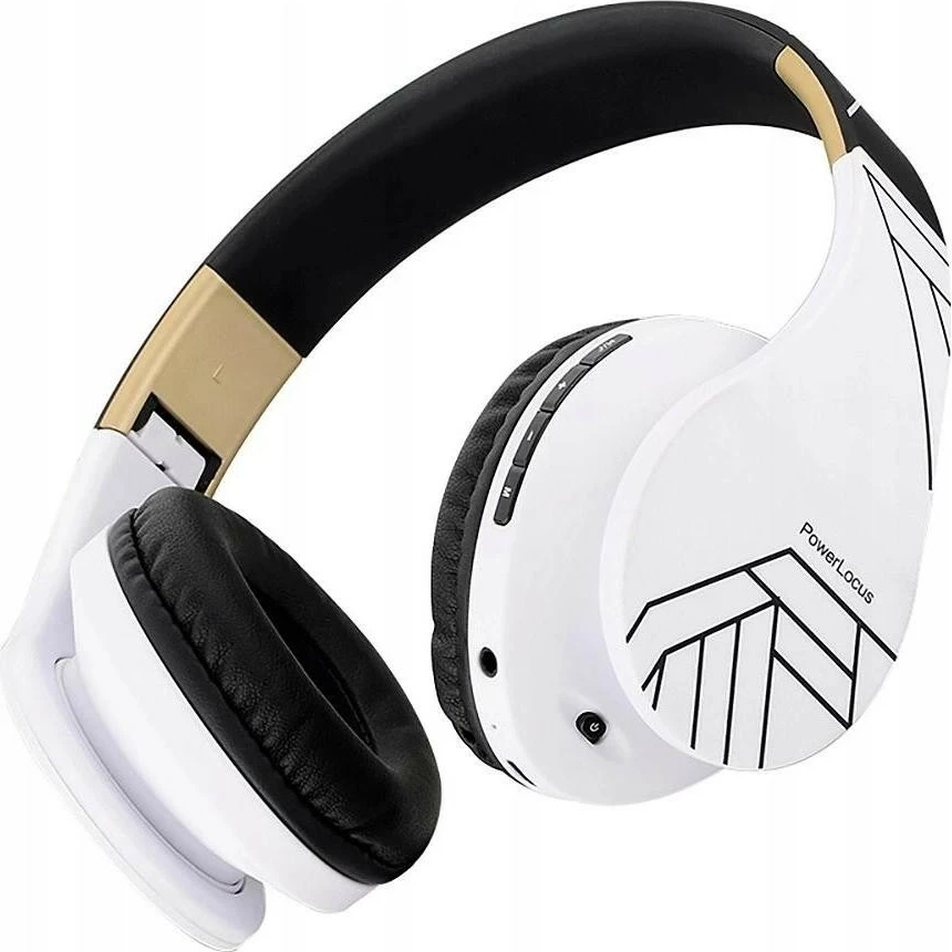 Kufje PowerLocus P2, Bluetooth 5.3, microSD, Radio FM, on-ear, bardh e zi