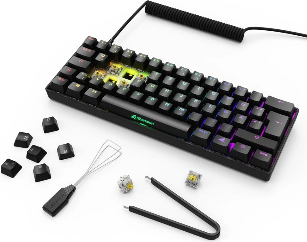 Tastierë gaming Sharkoon Skiller SGK50S4 Gen2, RGB, e zezë-verdhë