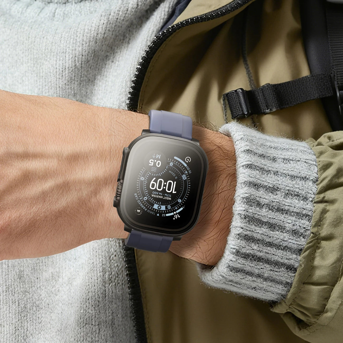 Mbrojtës xhami me kasë për smartwatch, AmazingThing Radix FullGuard, Apple Watch Ultra 3 49mm, xham 9H, kompatibil me karikim wireless, e zezë
