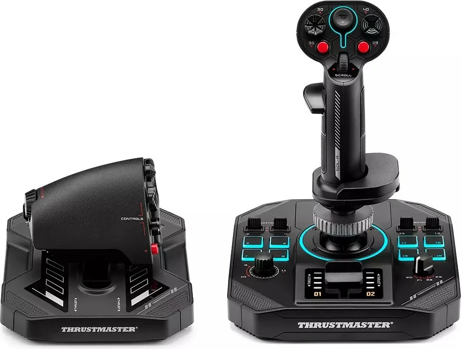 Joystick dhe throttle HOTAS Thrustmaster Sol-R 4 2960945, 21 butona, USB-C me kabllo, për PC, e zezë, set