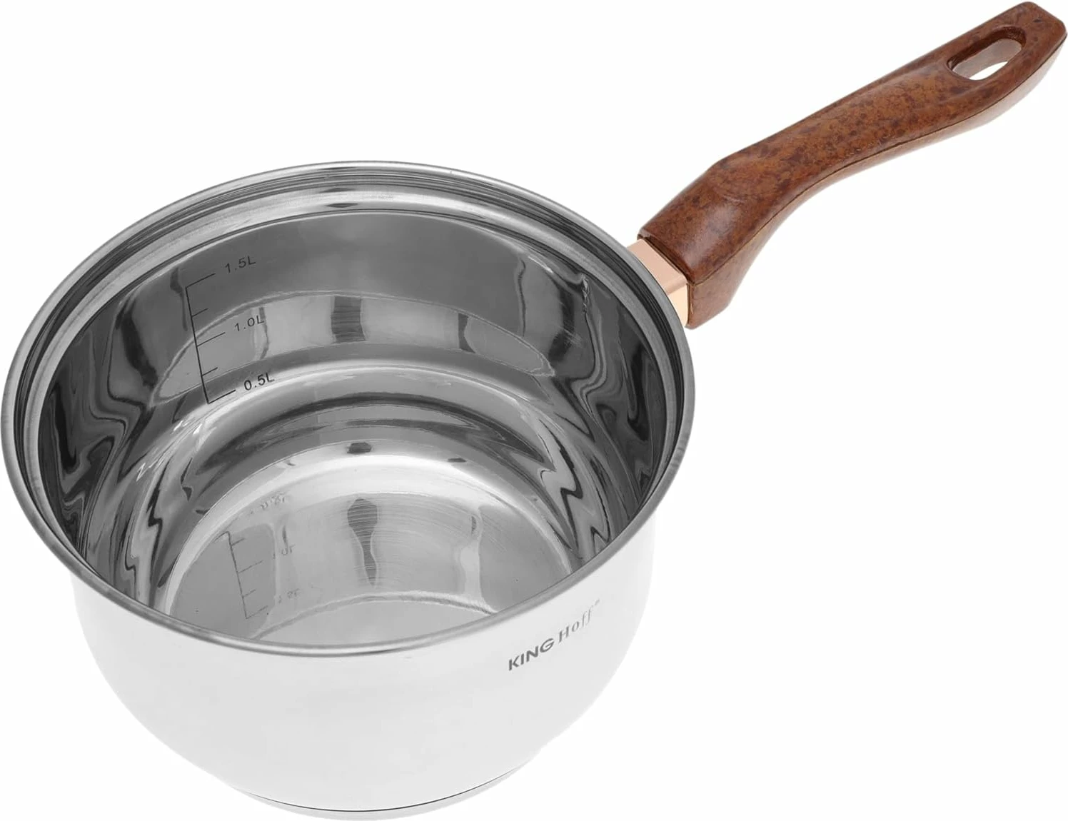 Set tenxheresh dhe tiganësh KingHoff KH 1768, 12 copë, inox, për induksion, imitacion druri, rozë-artë