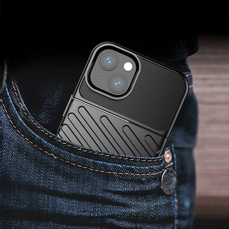 Mbështjellës Hurtel Thunder Case për iPhone 13 mini, TPU, i zi