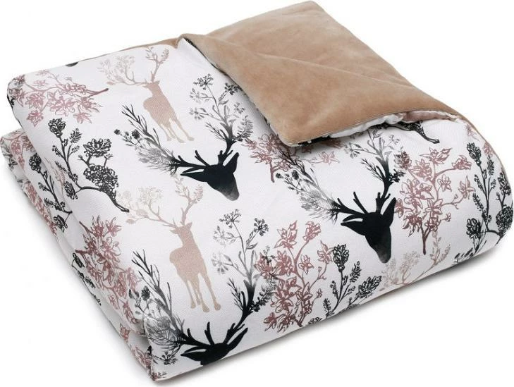 Koc bebe Pulp Bamboo Velvet Blanket Light 80x100 cm, dy-anëshe bambu & velvet, mbushje hipoalergjike, bezhë/multikolor