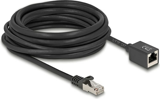 Kabllo rrjeti DeLOCK 90320, Cat6a, 1m, RJ-45 (M-F), S/FTP, e zezë