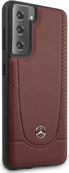 Mbështjellës Mercedes Urban Line për Samsung Galaxy S21+, lëkurë, i kuq