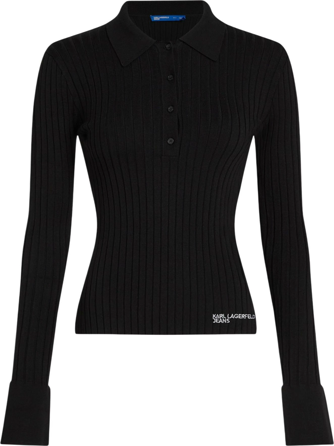 Xhemper polo për femra Karl Lagerfeld Jeans KLJ Ls Knitted Polo B1W18026, i zi [Madhësia: XS]