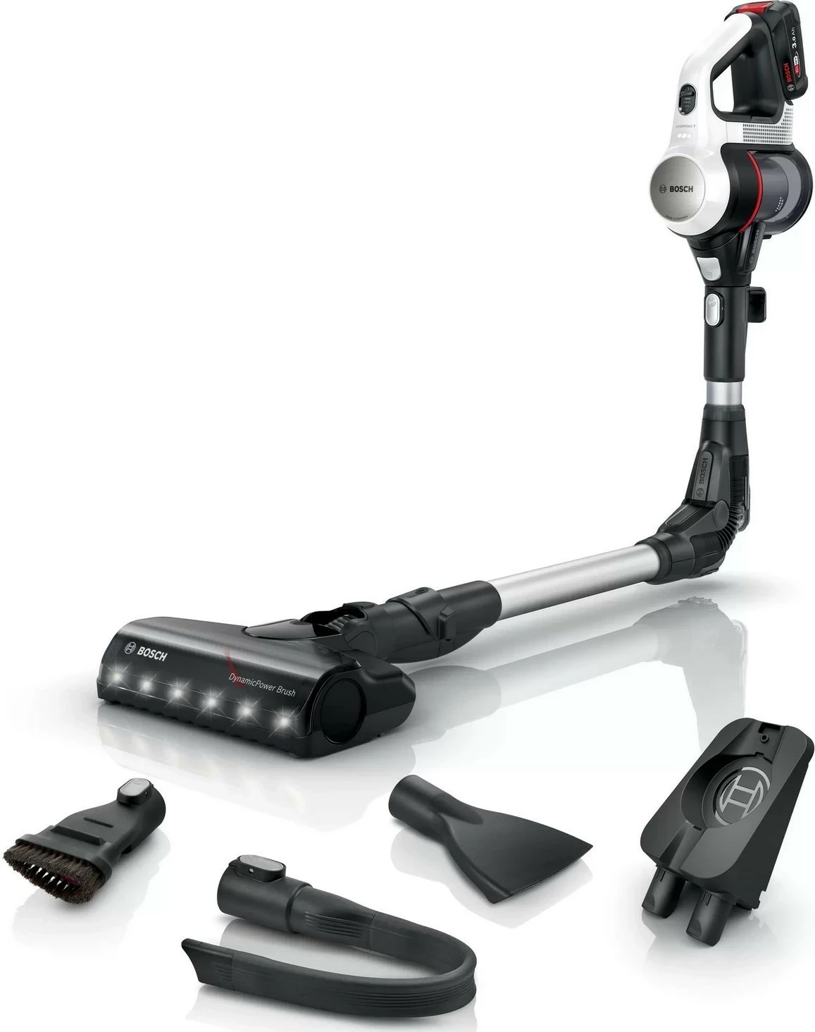 Fshesë vertikale Bosch Unlimited 7 BBS711W, 18V, 40 min, bardhë-e zezë