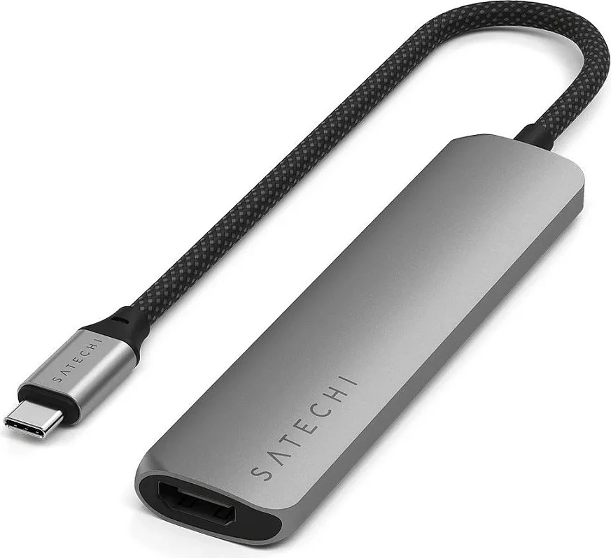 Hub USB‑C Satechi ST-P6SM, adapter 6-në-1, HDMI/2x USB-A/SD/microSD/USB-C, Space Gray