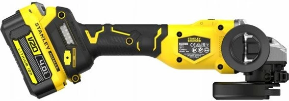 Bluarëse këndore Stanley FATMAX SFMCG710M1TQW 18V 125mm brushless, set me bateri 4Ah + karikues + valixhe PRO-STACK, zi/verdhë