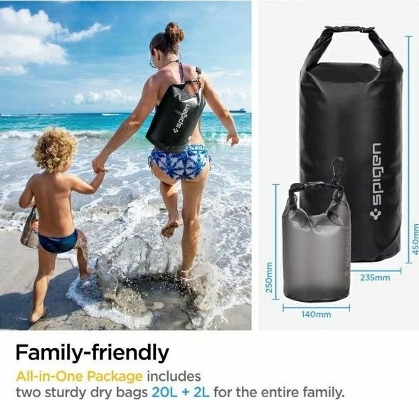 Çantë ujëpapërshkueshme Spigen A630 20L + 2L, zi, set 2 copë