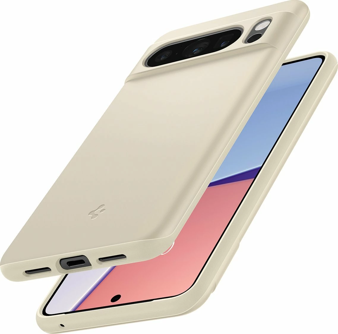 Mbështjellës Spigen Thin Fit për Google Pixel 8 Pro, TPU+PC, beige
