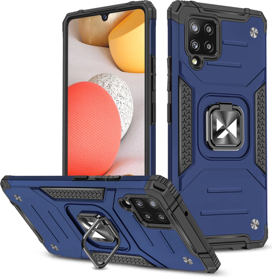 Mbështjellës Wozinsky Ring Armor me qëndrim dhe mbajtëse gishti për Samsung Galaxy A42 5G, Blu