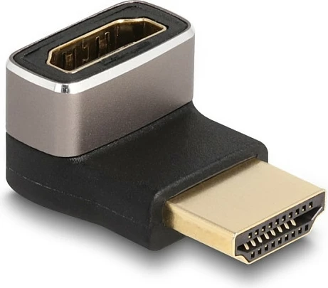 Adapter HDMI DeLOCK 90° poshtë, 8K 60Hz, metal, zi/gri