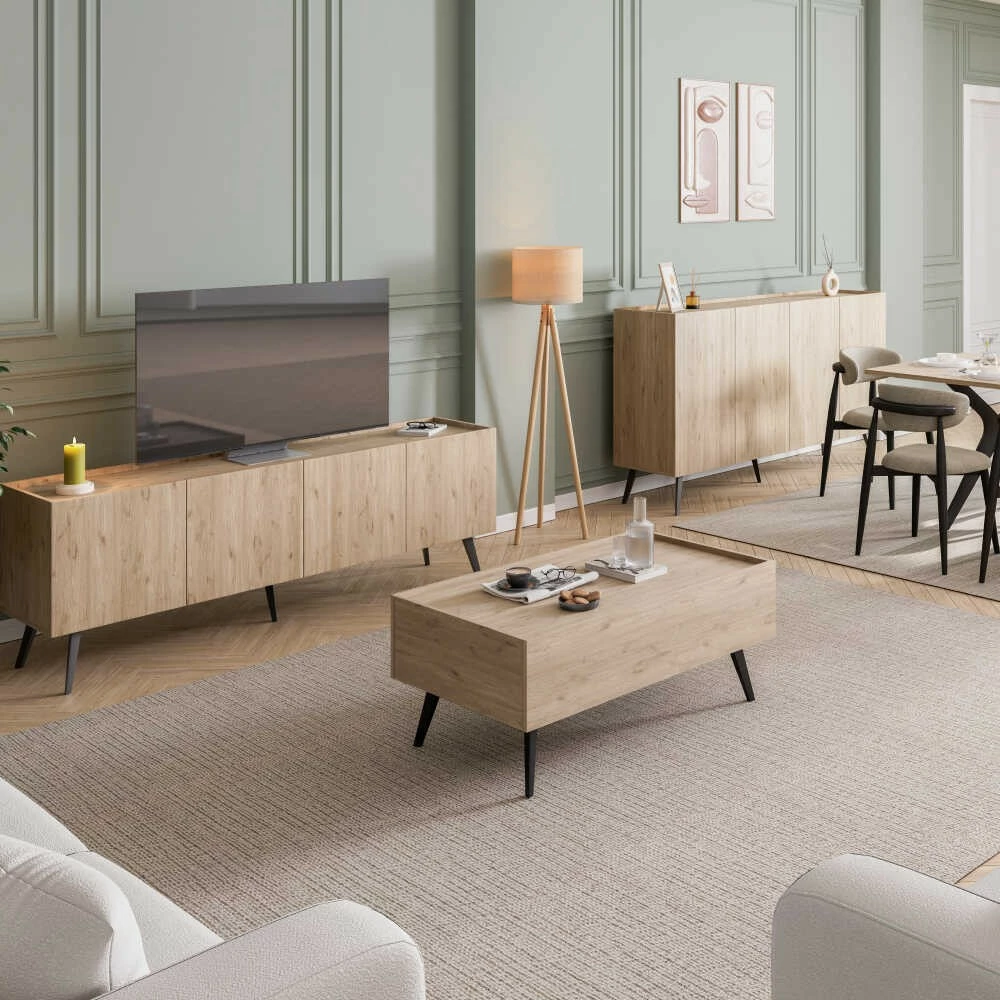 Konsolë Hanah Home, Kns-740-Ff-2, ngjyrë lisi