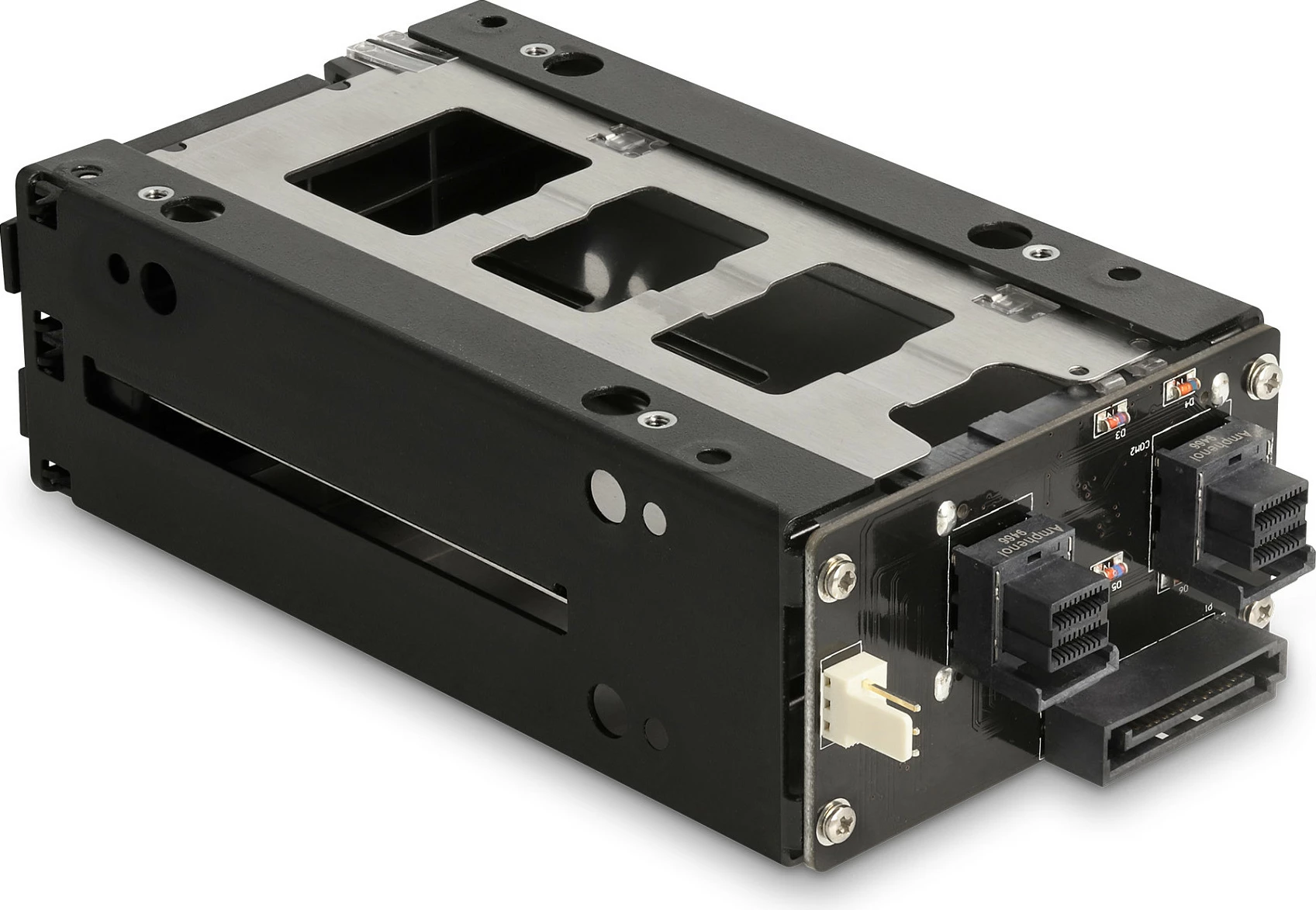 Rack mobil SSD DeLOCK Slim Bay, për 2x 2.5" U.2 NVMe, bay 5.25", Micro SAS/SATA, metal, i zi