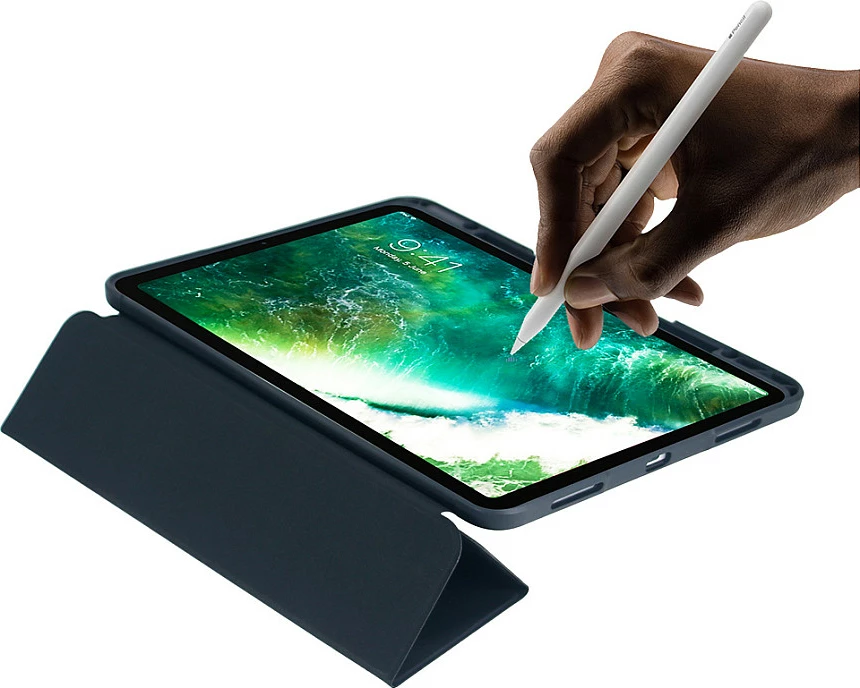 Mbështjellës për tablet DEQSTER Rugged #RT2, për iPad Air 13" (M2) 2024, folio me stand dhe mbajtëse lapsi, i zi