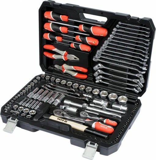 Set veglash Yato YT-38891 109 copë, CrV/S2, valixhe plastike, kuqe/zezë