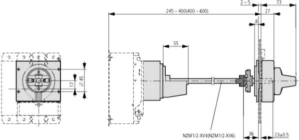 Dorezë rrotulluese për derë Eaton NZM2-XTVDVR 260180, IP66, e kyçshme me dry