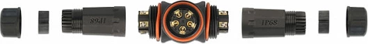 Konektor kablloje DeLOCK T-formë, 5-pin, IP68, 85-260 V, i vidhosshëm, zi