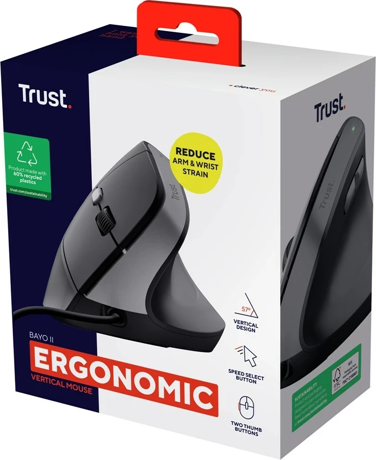 Maus Trust Bayo II, USB Type-A, 2400 DPI, i zi