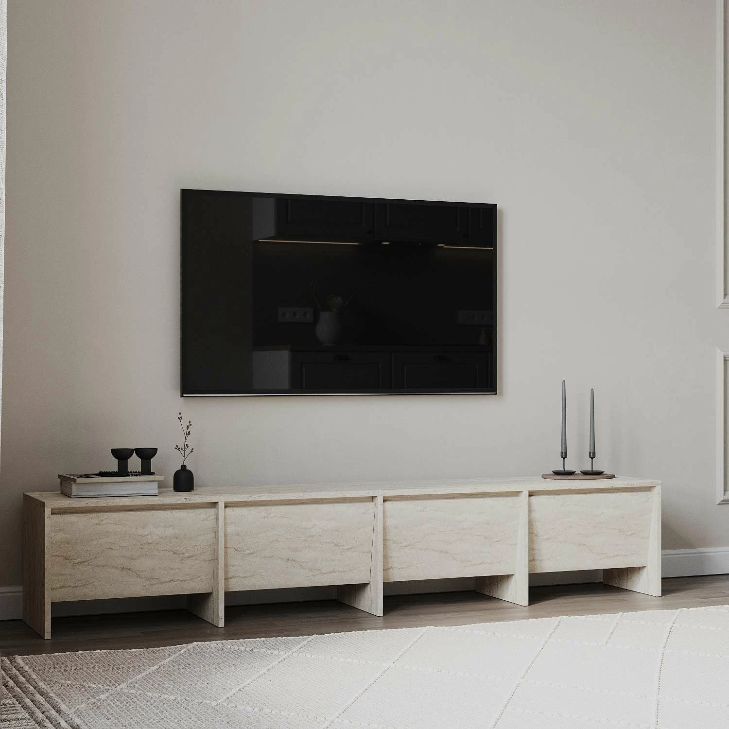 Komodë TV Skye Decor, ngjyrë travertine, 180cm