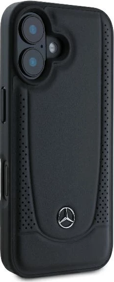 Mbështjellës Mercedes Leather Urban për iPhone 16, i zi
