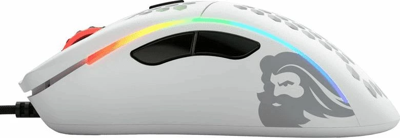 Maus Glorious Model D GD-WHITE 12000 DPI PMW3360, RGB, me kabllo USB, 6 butona, i bardhë