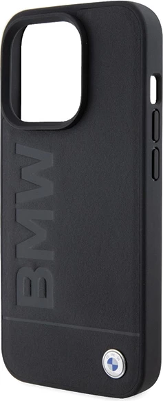 Mbështjellës BMW Leather Hot Stamp MagSafe për iPhone 15 Pro, i zi