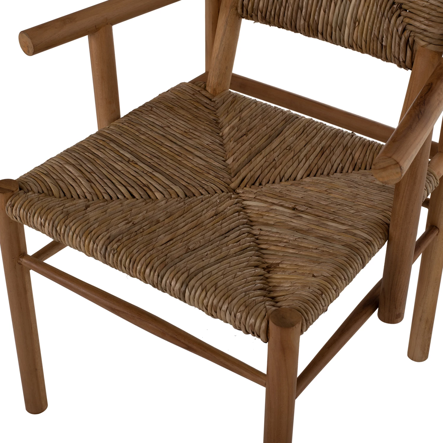 Karrige me krahë FH9378, dru TEAK & rush-matt, natyrale, 53x55x82 cm